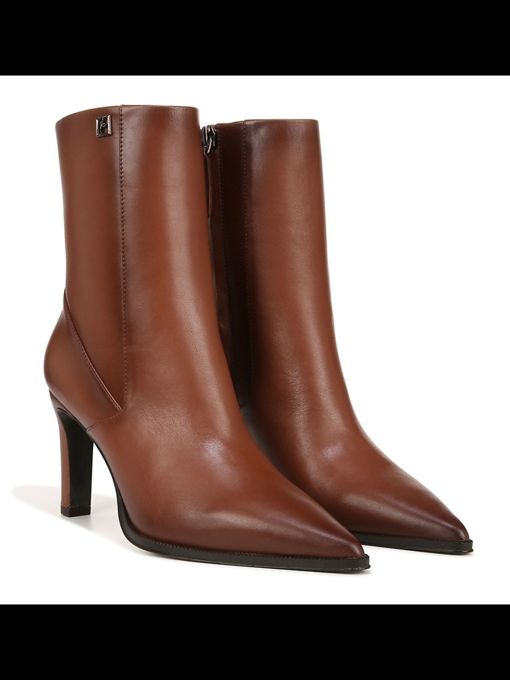 Franco Sarto Appia Bootie Cognac Leather Pointed-Toe Ankle Boots